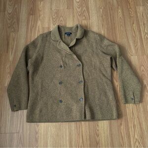 Lands’ End Women’s Cardigan Double Breasted XL 18-20 Lambs Wool